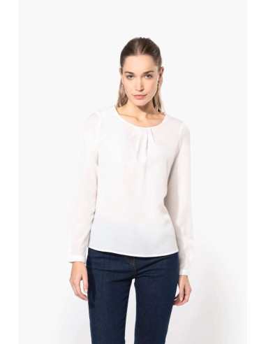 K-KA5003-LADIES' LONG-SLEEVED CREPE BLOUSE